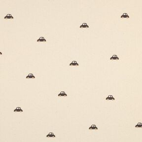 GOTS Dżersej prążkowany małe samochody | Poppy Fabrics – krem/czarny brąz, 