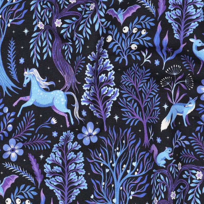 Dzianina dresowa pętelkowa French Terry bajkowy las nadruk cyfrowy | Poppy Fabrics –,  image number 2