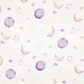 GOTS Muślin / Tkanina double crinkle nocne niebo nadruk cyfrowy | Poppy Fabrics – kość, 