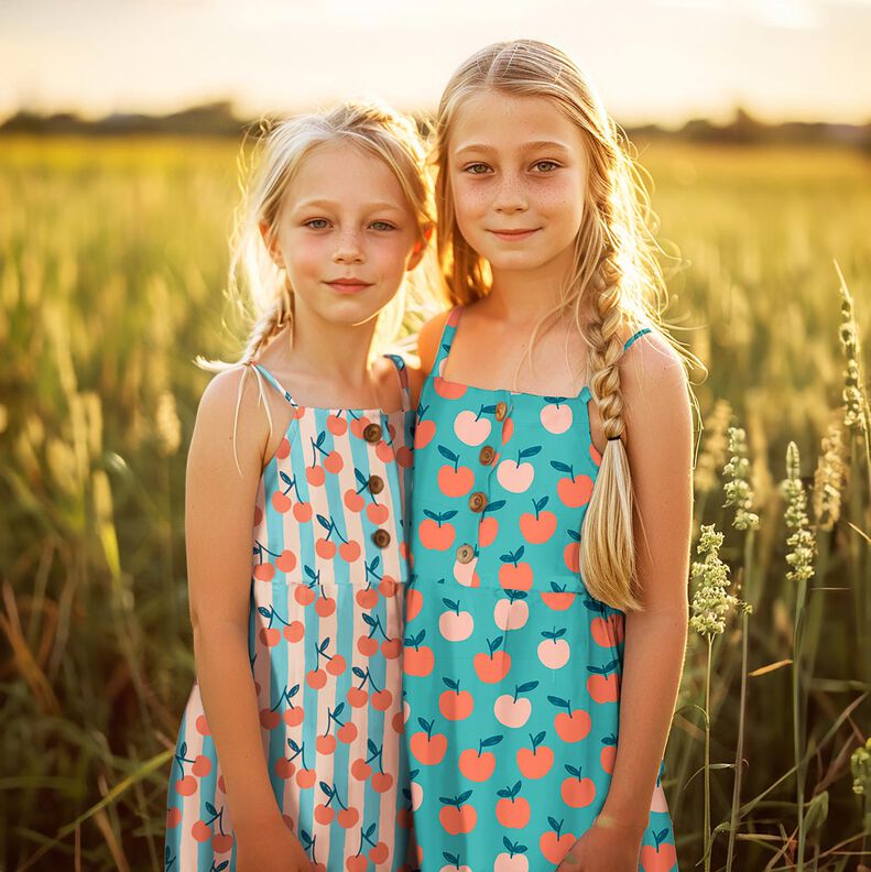 Popelina bawełniana duże jabłka | Poppy Fabrics – błękit morski/łosoś,  image number 5
