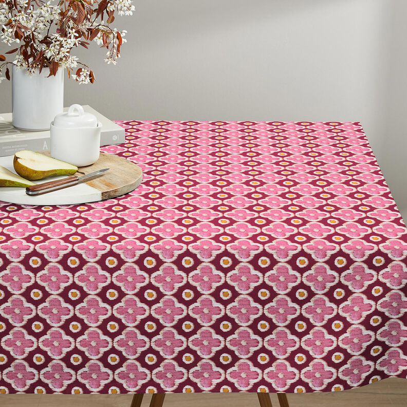 Tkanin dekoracyjna Płótno wygląd haftu – bordo/pink, image number 7