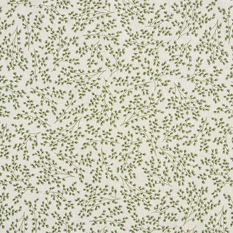 Tkanin dekoracyjna Half panama Delikatne pnącza z listkami – naturalny/zieleń liści lipy,  image number 1