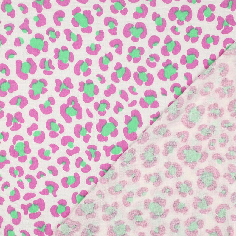 Muślin / Tkanina double crinkle kolorowa panterka | Poppy Fabrics – kość słoniowa/jasna zieleń, image number 4