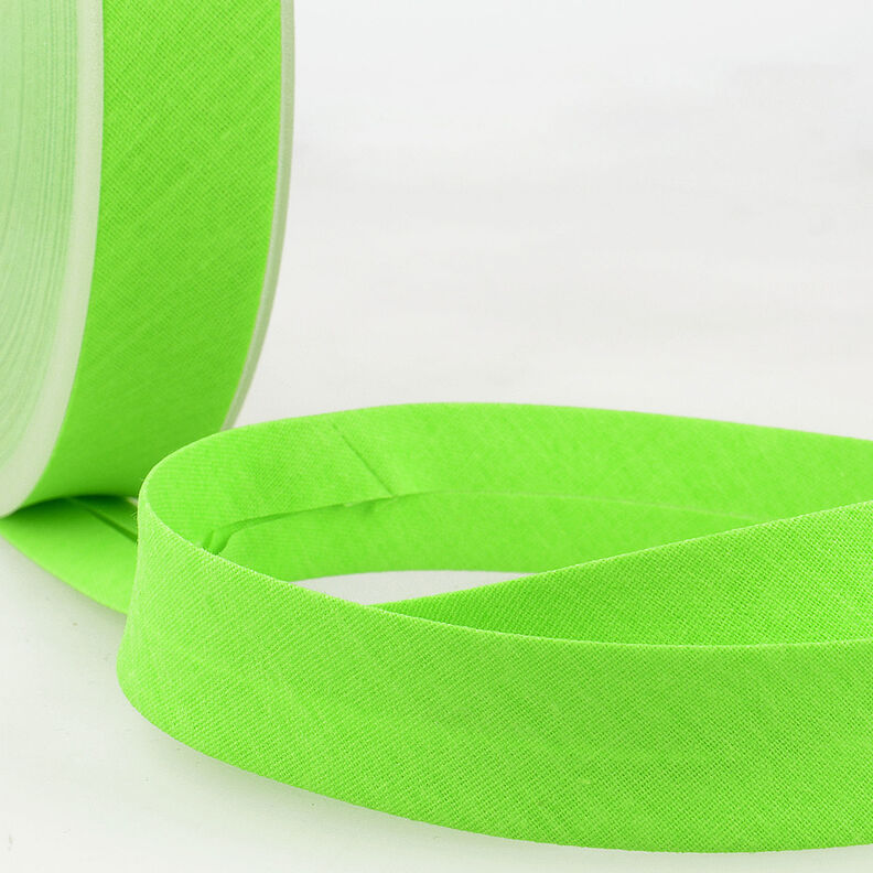 Taśma skośna Polycotton [20 mm] – neonowa zieleń,  image number 1