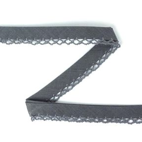 Taśma skośna z bortą szydełkową 19 – ciemnoszary, 