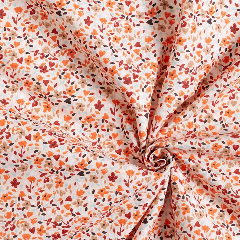 Tkanina bawełniana Kreton rozrzucone kwiaty – różowy/brzoskwiniowopomarańczowy,  image number 3