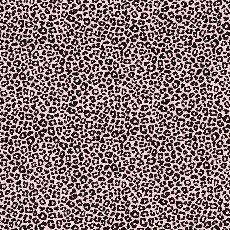 Dżersej bawełniany miniaturowy nadruk w panterkę – jasny róż/czerń,  image number 1