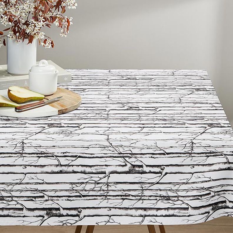 Tkanin dekoracyjna Half panama pnie drzew – mleczna biel,  image number 9