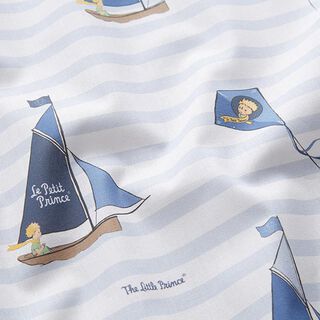 Tkanina na licencji Popelina bawełniana Mały Książę na morzu | LPP ®©SOGEX – biel/błękit, 