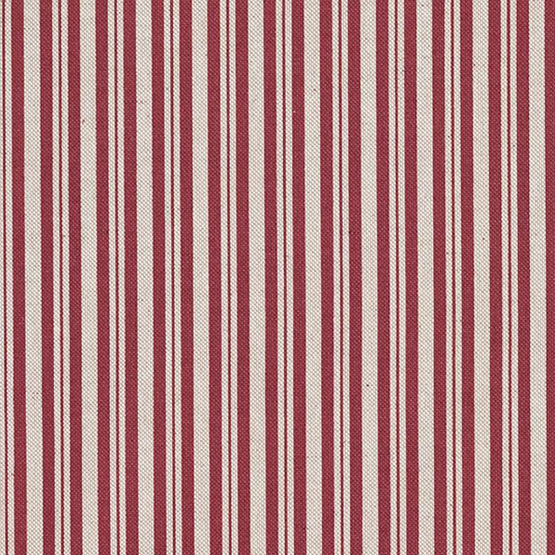 Tkanin dekoracyjna Half panama cienkie paski – bordo/naturalny,  image number 1