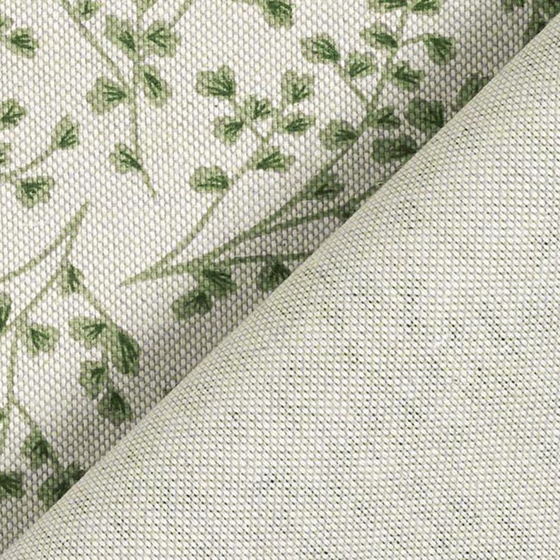 Tkanin dekoracyjna Half panama Delikatne pnącza z listkami – naturalny/zieleń liści lipy,  image number 4