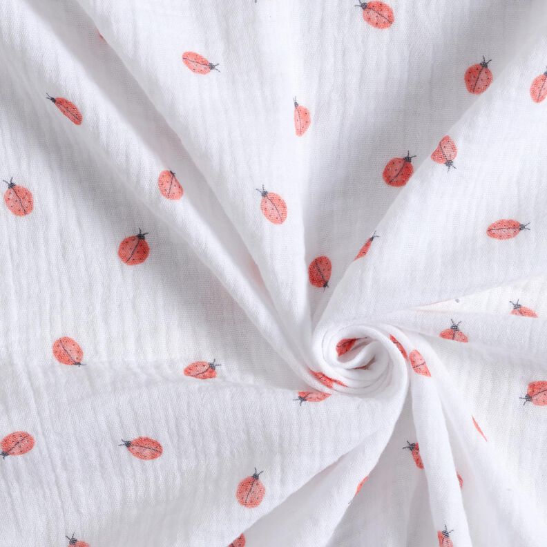 Muślin / Tkanina double crinkle Biedronka nadruk cyfrowy | Poppy Fabrics – biel,  image number 3