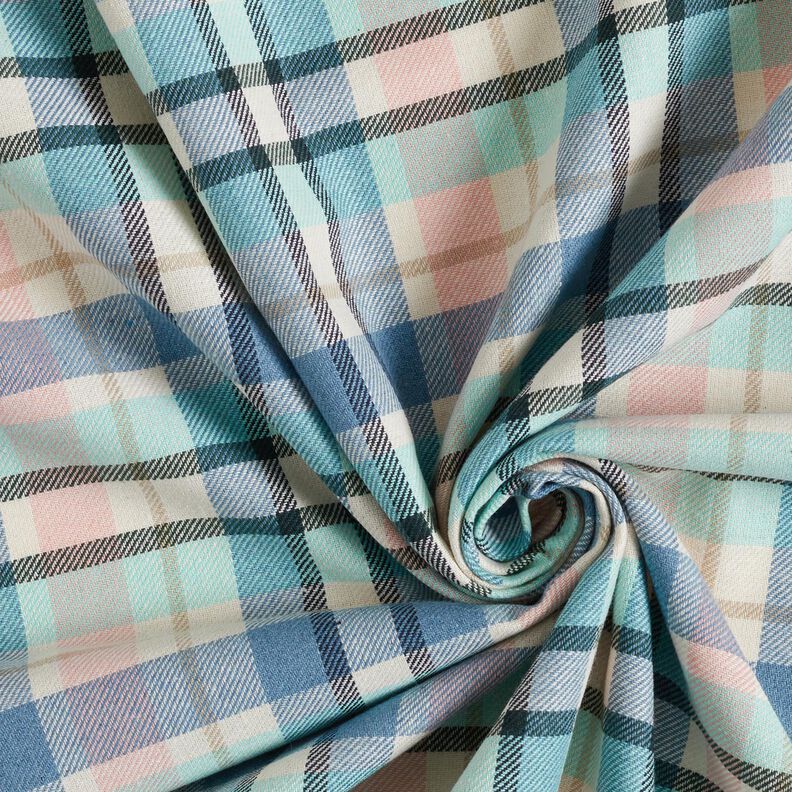 Mieszanka bawełny Tkanina diagonalna w kratkę – niebieski brylantowy/jasny róż,  image number 3