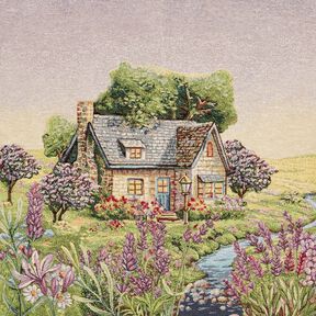 Panel dekoracyjny Gobelin romantyczny domek – jasnobeżowy/lawendowy, 