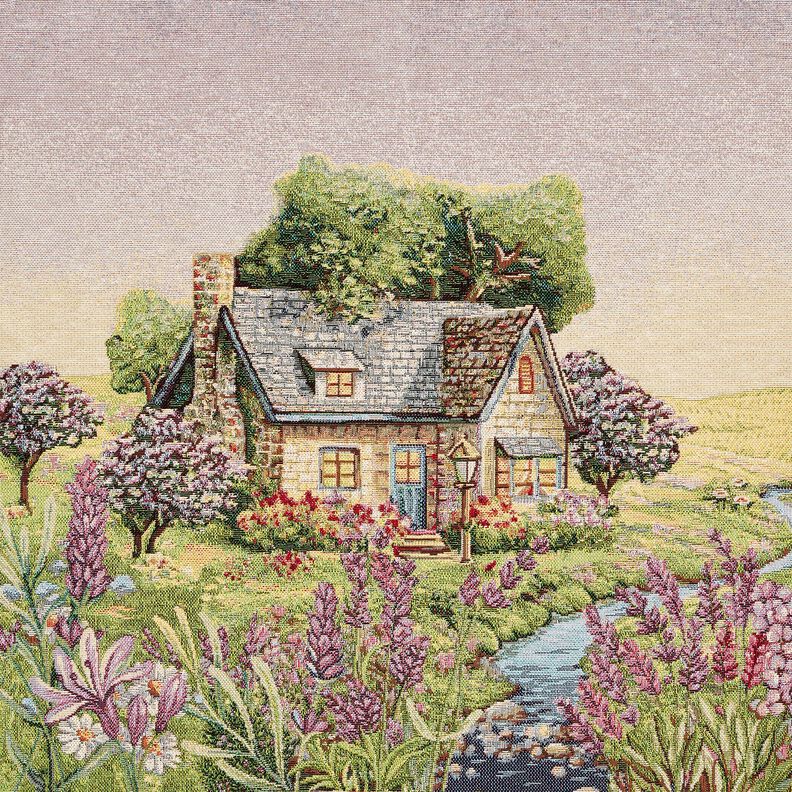 Panel dekoracyjny Gobelin romantyczny domek – jasnobeżowy/lawendowy, image number 1