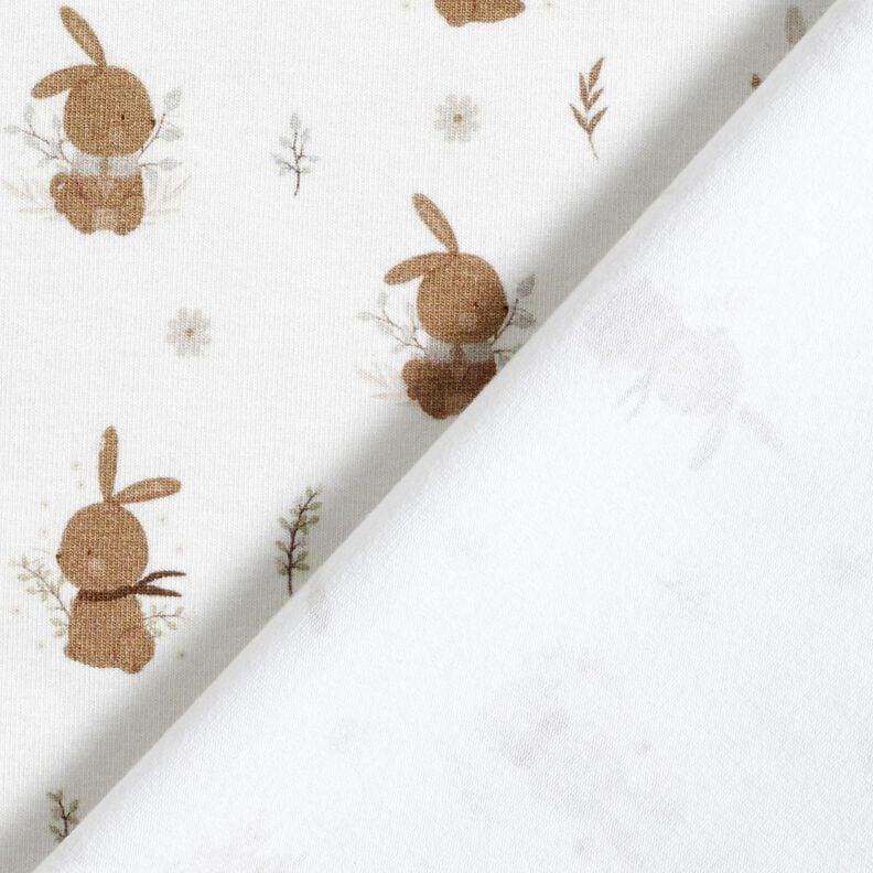 Dżersej bawełniany śliczne zajączki nadruk cyfrowy – kość słoniowa,  image number 4