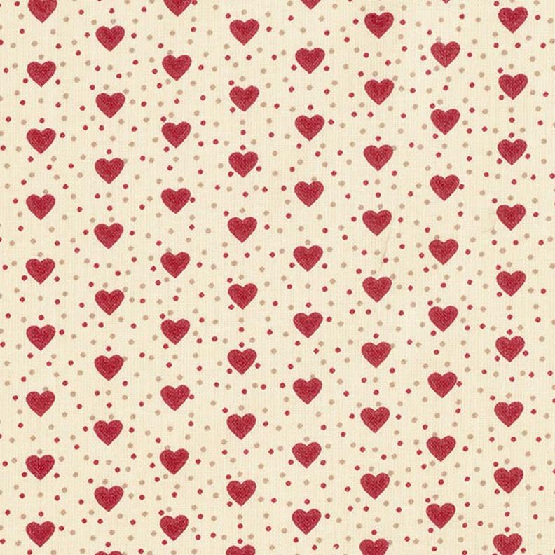 Bawełna powlekana serca – jasnobeżowy/czerwień,  image number 1