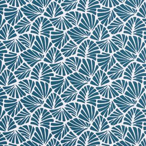 Bawełna powlekana abstrakcyjne miniliście – niebieski oceaniczny/biel, 