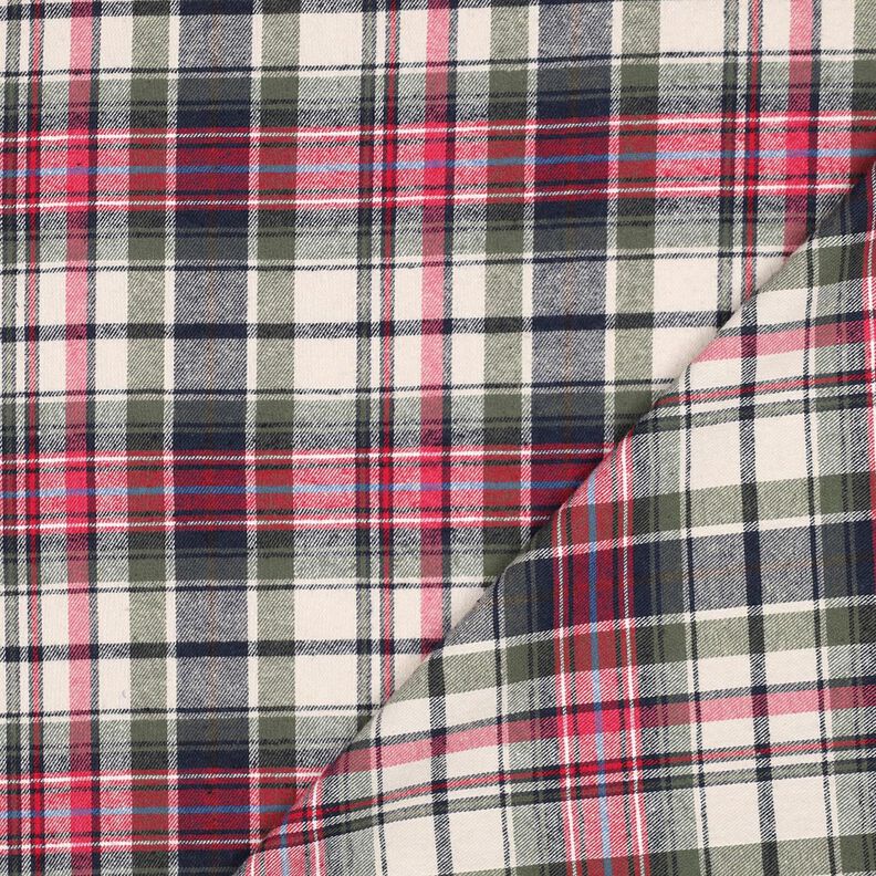 Flanela bawełniana kratka | Poppy Fabrics – oliwka/czerwień, image number 4