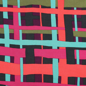 Tkanina wiskozowa stretch Line Layers | Nerida Hansen – merlot/pomarańcza, 