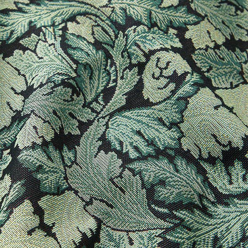 Tkanin dekoracyjna Gobelin barokowy motyw liści – ciemna zieleń/zieleń trzcinowa,  image number 2
