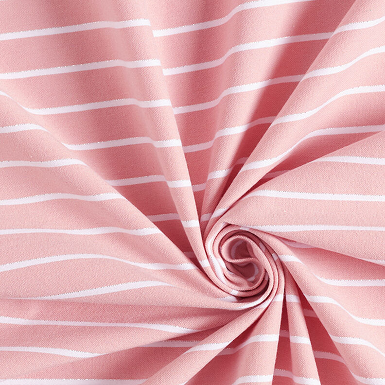 Wiskoza strecz z błyszczącymi paskami – róż/biel,  image number 3