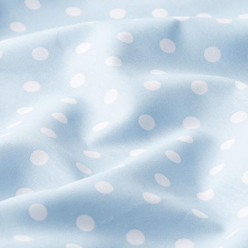 Popelina bawełniana Duże kropki – jasnoniebieski/biel,  image number 2