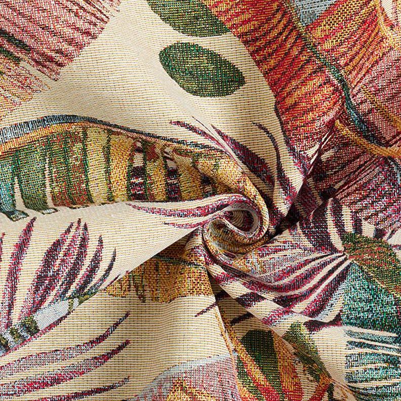 Tkanin dekoracyjna Gobelin liście palmowe – jasnobeżowy/oliwka,  image number 3