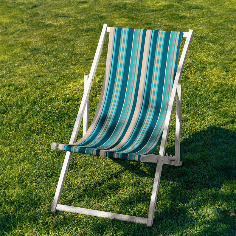 Outdoor Tkanina na leżaki Podłużne paski 44 cm – migdałowy/petrol,  image number 4