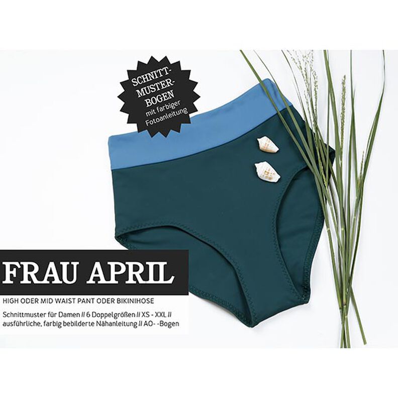 FRAU APRIL – majtki lub dół od bikini z wysokim albo średnim stanem, Studio Schnittreif  | XS -  XXL,  image number 1