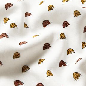 Muślin małe tęcze na gładkim tle – kość słoniowa/żółty curry, 