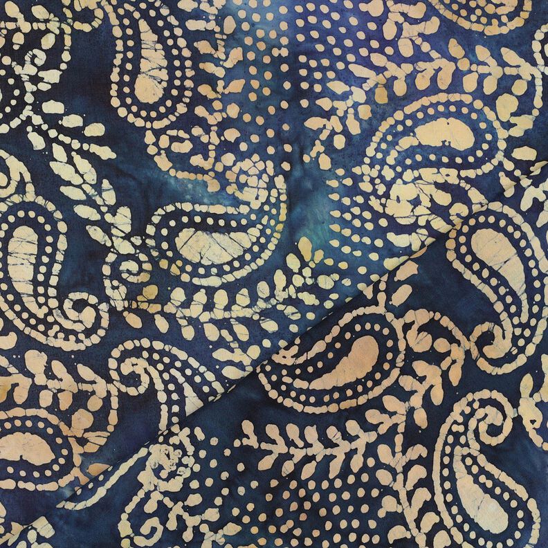Delikatny batyst bawełniany Batik Paisley – niebieski oceaniczny/piasek,  image number 4
