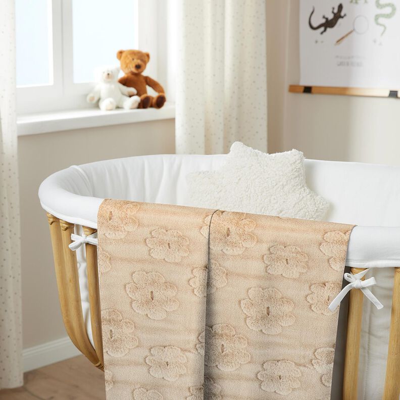 3D Sztuczne futerko Wzór kwiatowy – naturalny,  image number 6