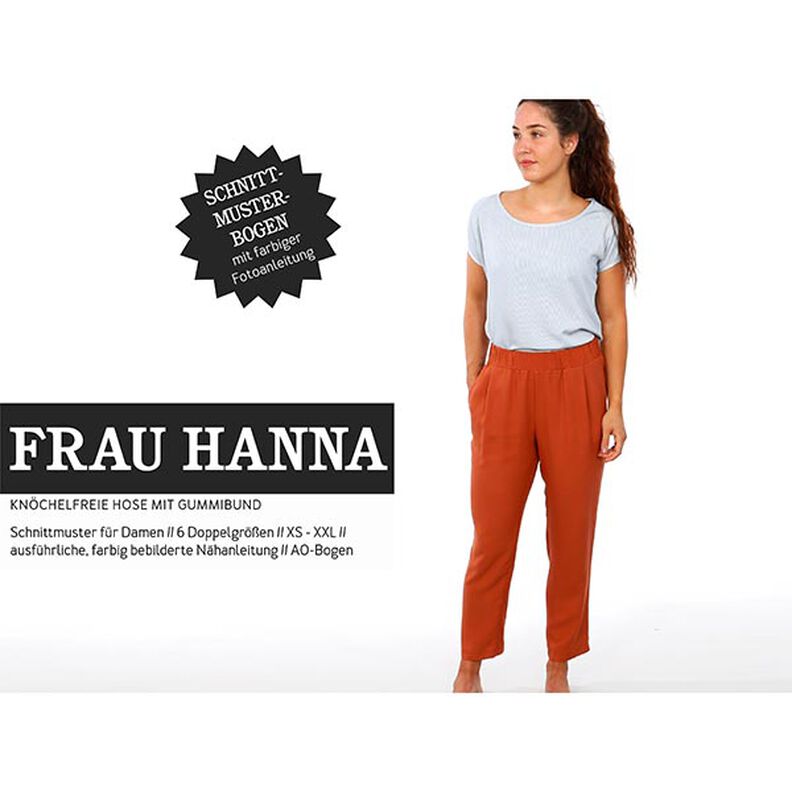 FRAU HANNA – swobodne spodnie z gumką, Studio Schnittreif  | XS -  XXL,  image number 1