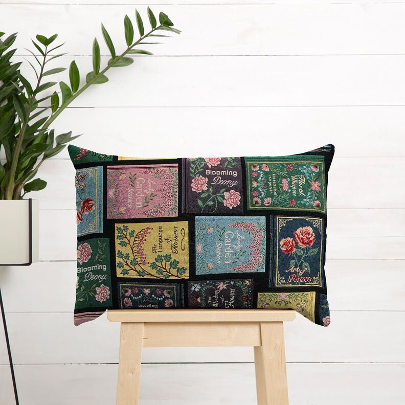 Tkanin dekoracyjna Gobelin okładka książki – czerń/merlot,  image number 5