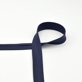 Taśma skośna bawełniana Popelina [20 mm] – ciemnogranatowy, 