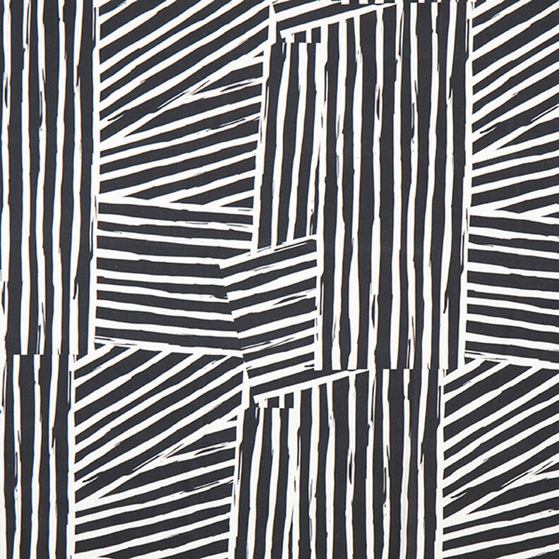 Tkanin dekoracyjna Half panama abstrakcyjne kształty – kość słoniowa/czerń,  image number 1