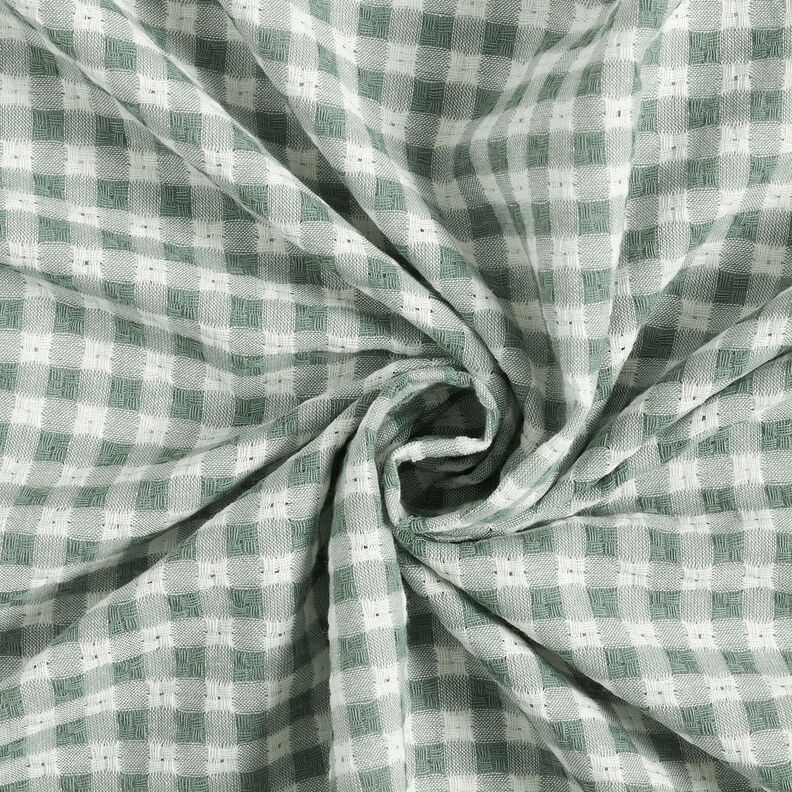 Tkanina bawełniana ze strukturą w kratkę – biel/zieleń trzcinowa,  image number 4