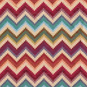 Tkanin dekoracyjna Gobelin chevron – jasnobeżowy/czerwień karminowa, 