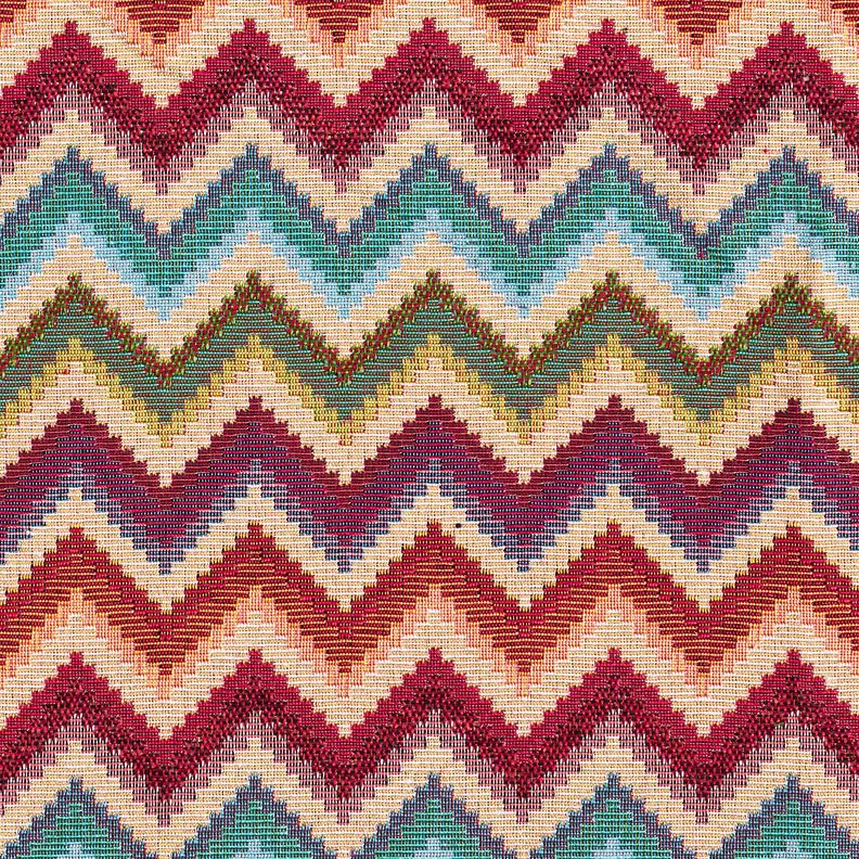 Tkanin dekoracyjna Gobelin chevron – jasnobeżowy/czerwień karminowa,  image number 1
