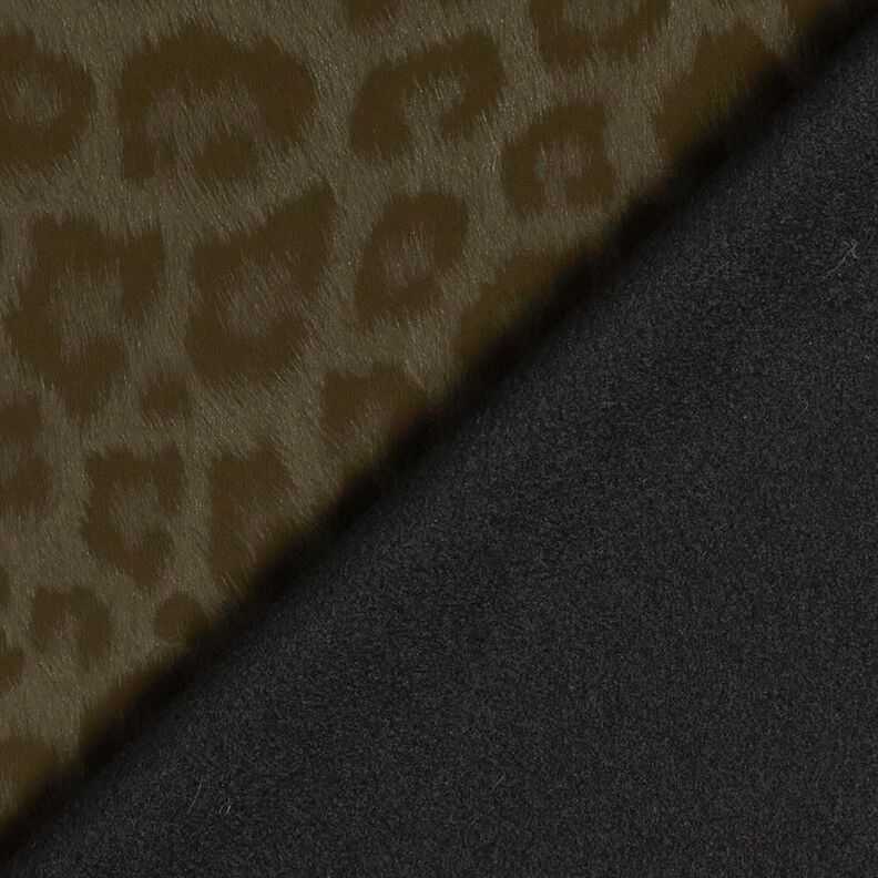 Powlekana tkanina spodniowa, drapana, w panterkę – khaki, image number 4