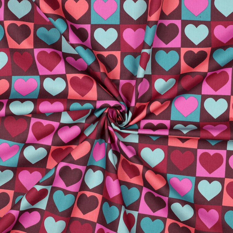 Popelina bawełniana serca w kratę | Poppy Fabrics – burgund, image number 3