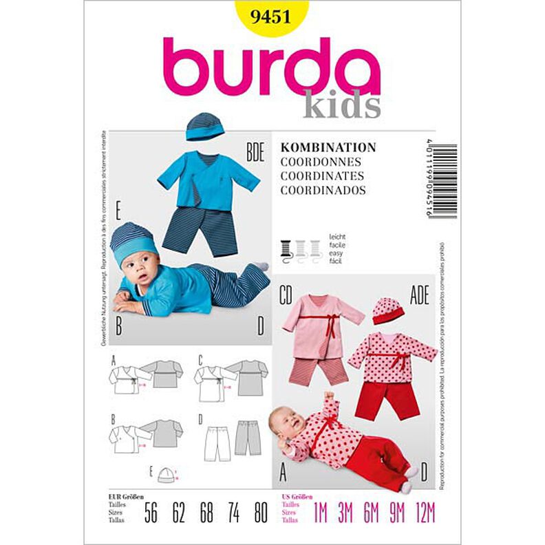 Zestaw niemowlęcy: Koszulka / Spodnie…, Burda 9451,  image number 1