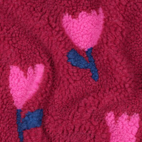 Puszysty plusz tulipany | Poppy Fabrics – czerwień karminowa, 