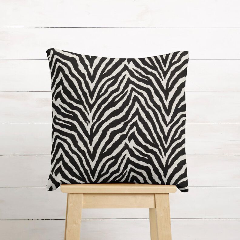 Tkanin dekoracyjna Żakard zebra – kość słoniowa/czerń,  image number 7