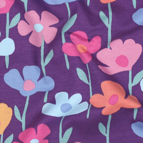 Dzianina dresowa pętelkowa French Terry kolorowe kwiaty | Poppy Fabrics – czerwona lilia, 