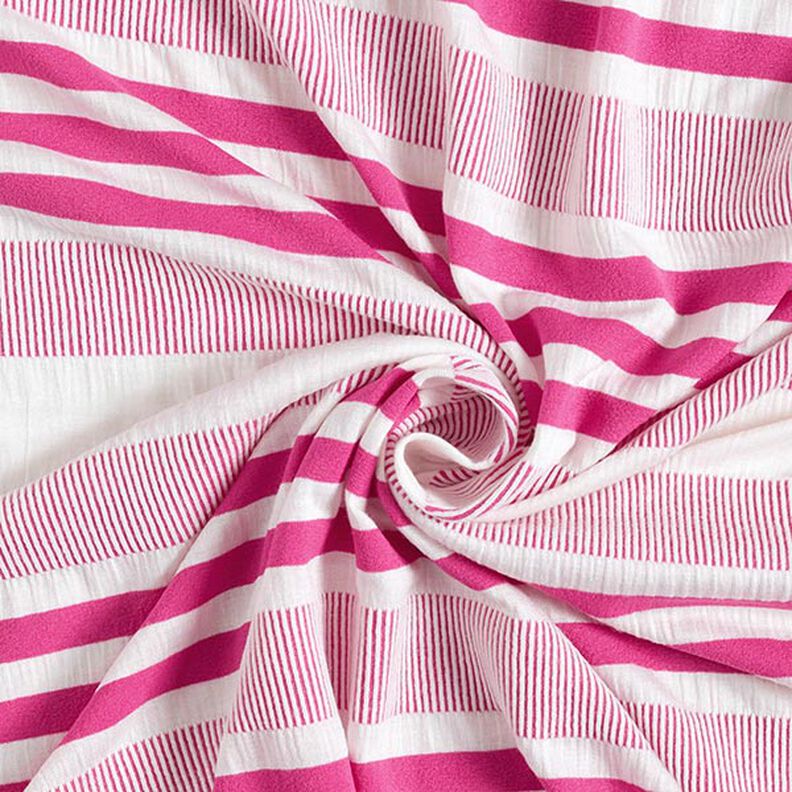 Dżersej wiskozowy kreszowany – biel/pink,  image number 4