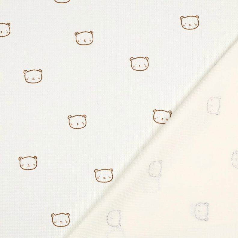Dżersej wafel niedźwiadki | Poppy Fabrics – mleczna biel/brąz sarni, image number 4