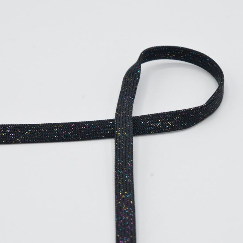 płaski sznurek Bluza z kapturem Lureks [8 mm] – czerń/złoty metaliczny,  image number 1