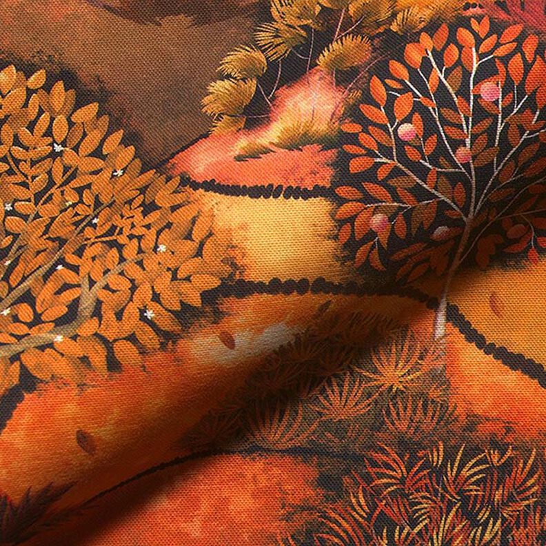 Tkanina dekoracyjna półpanama z nadrukiem cyfrowym Krajobraz jesienny – brąz/pomarańcza,  image number 2
